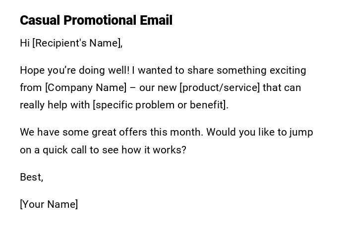 Casual Promotional Email Casual Promotional Email