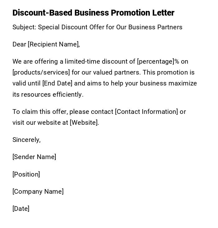 Discount-Based Business Promotion Letter Discount-Based Business Promotion Letter