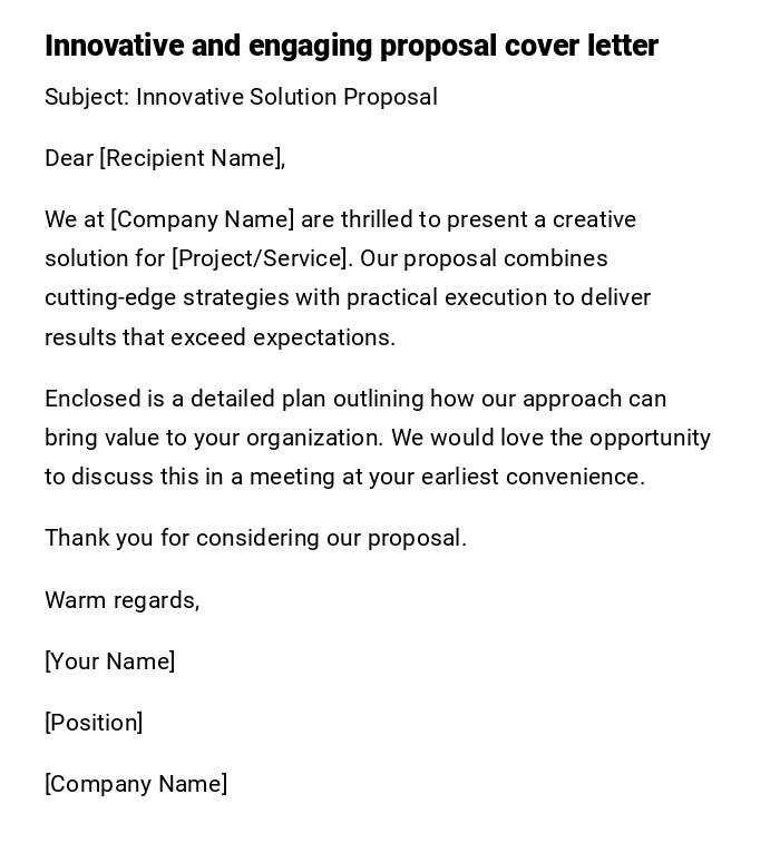 Innovative and engaging proposal cover letter