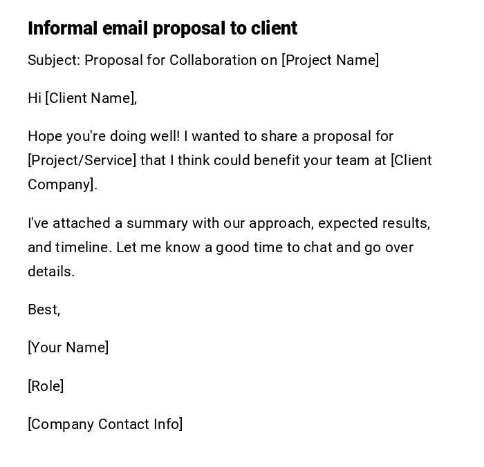 Informal email proposal to client Informal email proposal to client