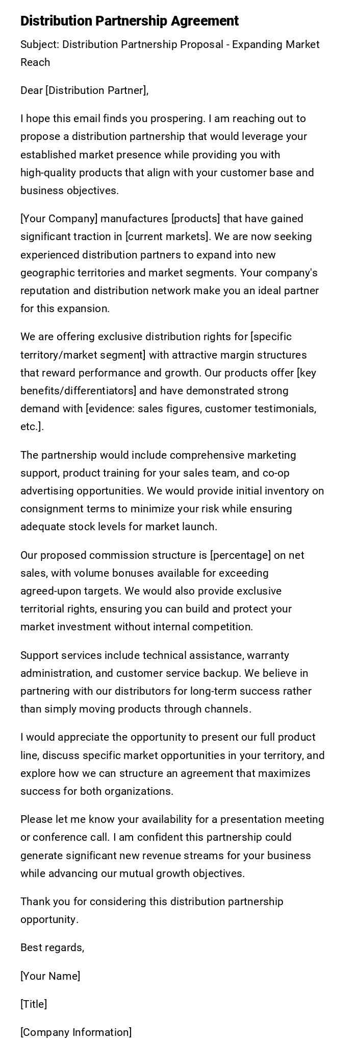 Distribution Partnership Agreement