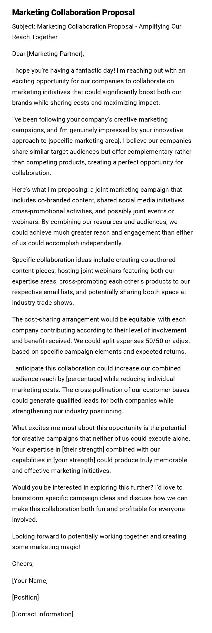Marketing Collaboration Proposal