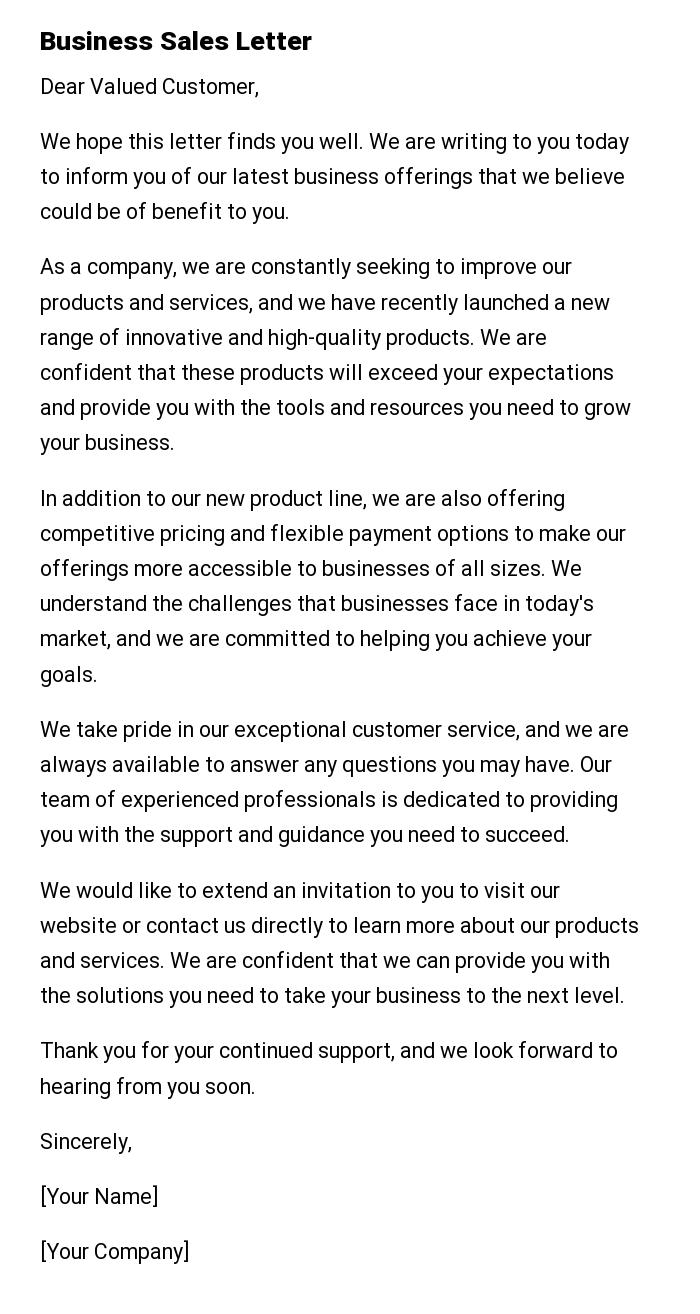 Business Sales Letter