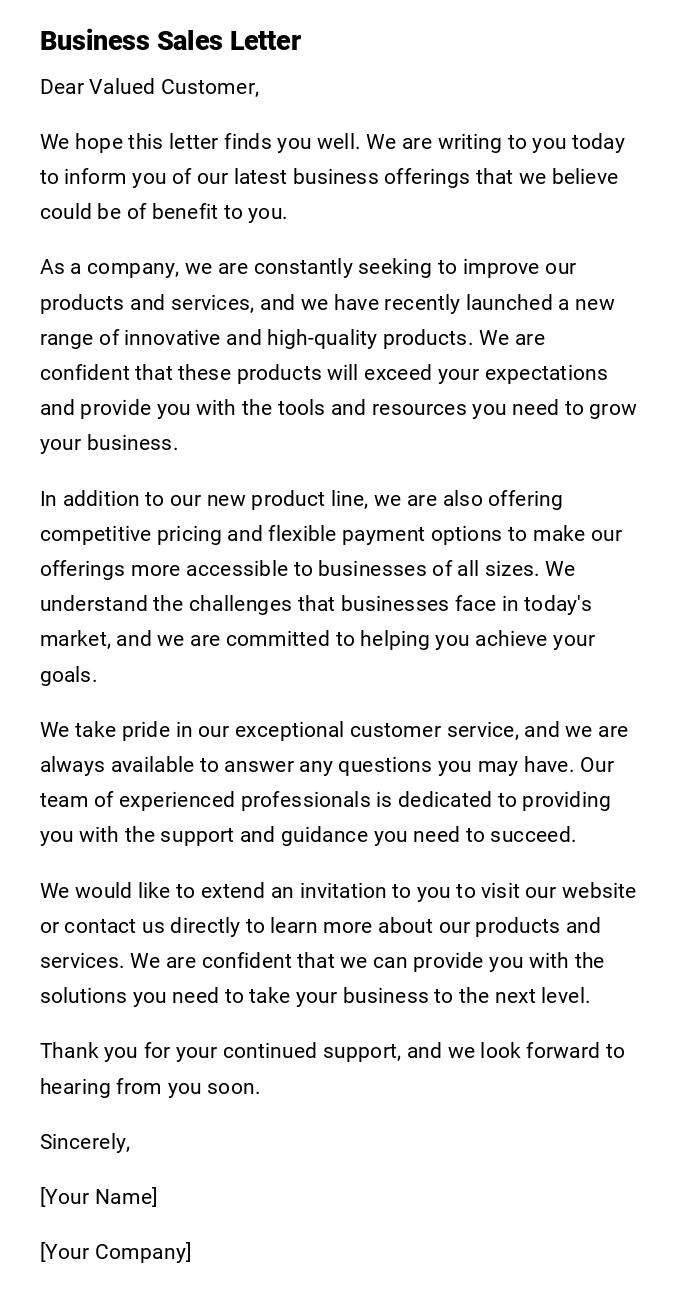 Business Sales Letter