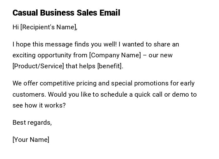 Casual Business Sales Email