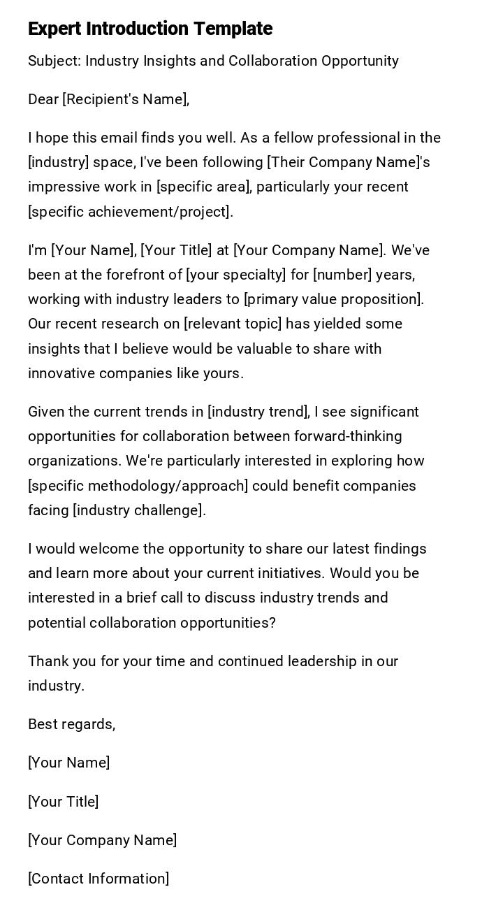 Expert Introduction Template Expert Introduction Template