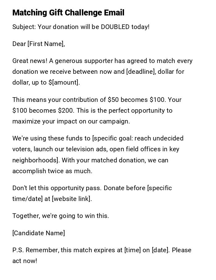 Matching Gift Challenge Email Matching Gift Challenge Email