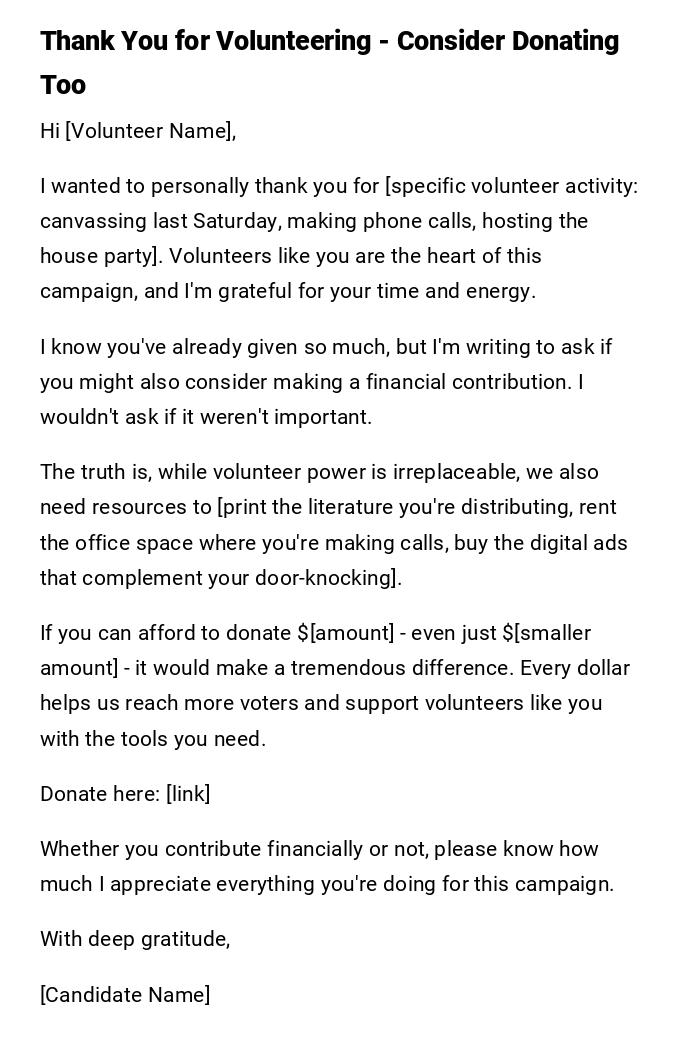 Thank You for Volunteering - Consider Donating Too Thank You for Volunteering - Consider Donating Too