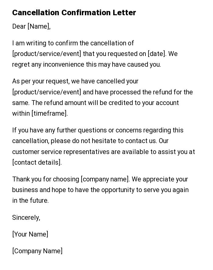 Cancellation Confirmation Letter