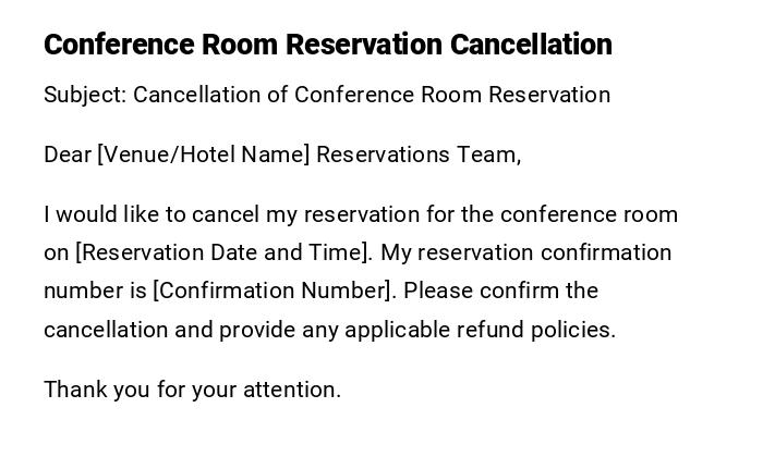 Conference Room Reservation Cancellation