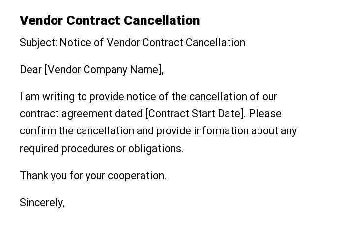 Vendor Contract Cancellation