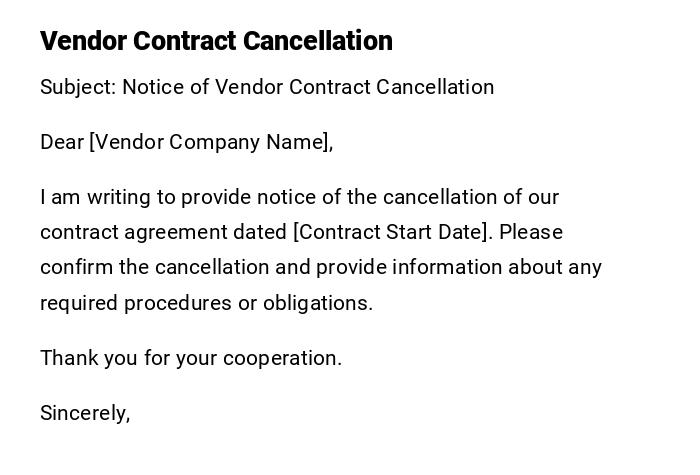 Vendor Contract Cancellation