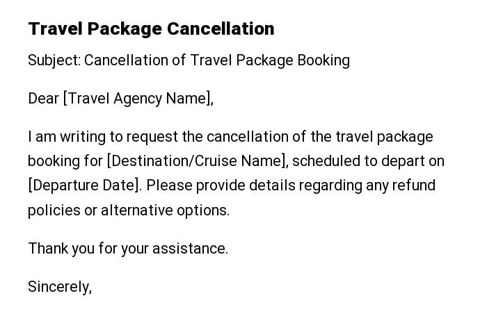 Travel Package Cancellation
