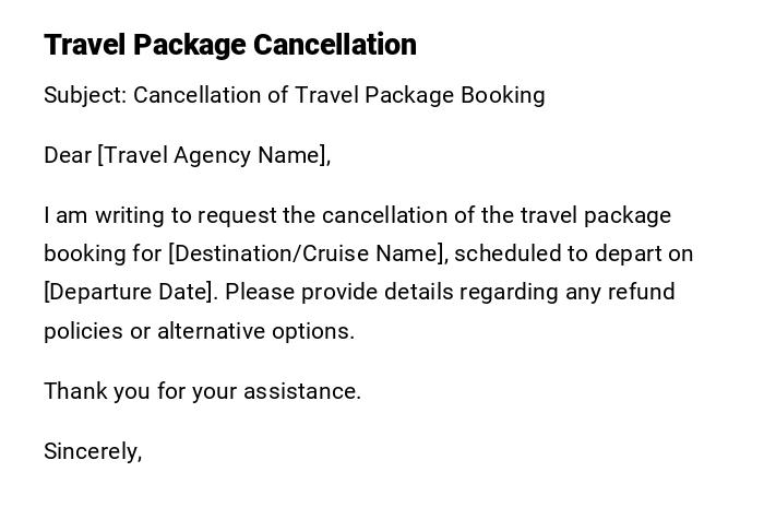 Travel Package Cancellation