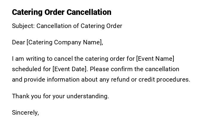 Catering Order Cancellation