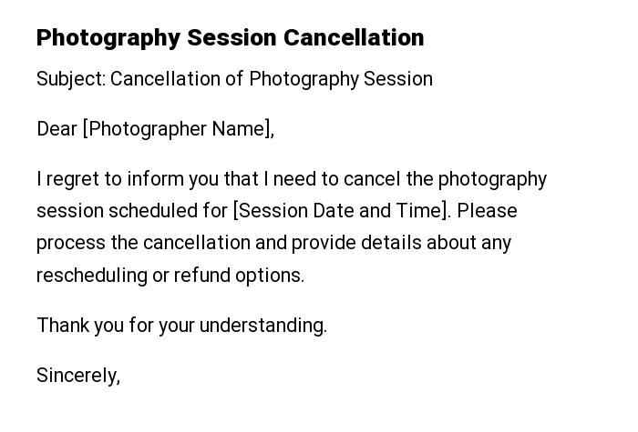 Photography Session Cancellation
