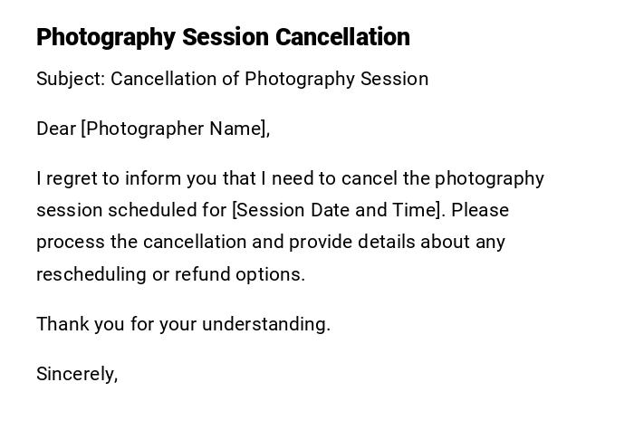 Photography Session Cancellation