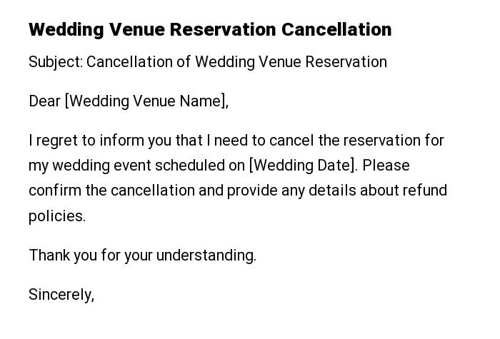 Wedding Venue Reservation Cancellation