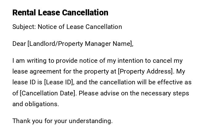 Rental Lease Cancellation