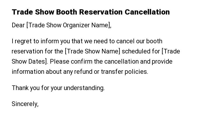 Trade Show Booth Reservation Cancellation
