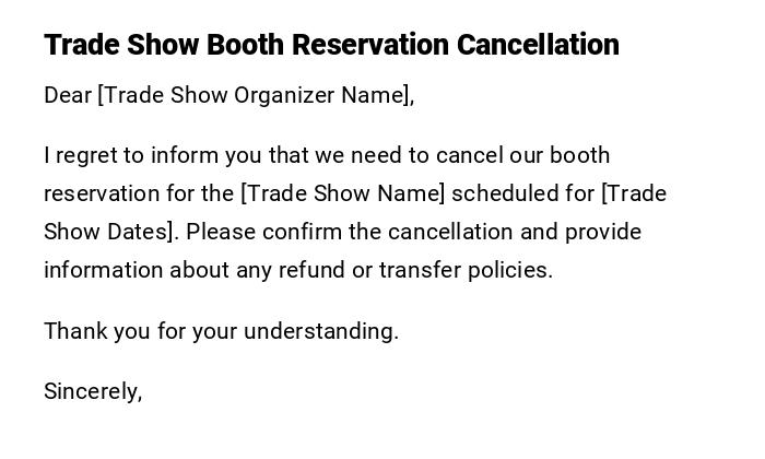 Trade Show Booth Reservation Cancellation