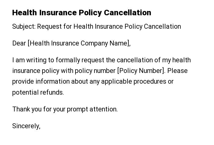 Health Insurance Policy Cancellation