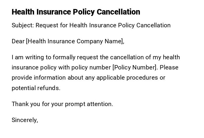 Health Insurance Policy Cancellation