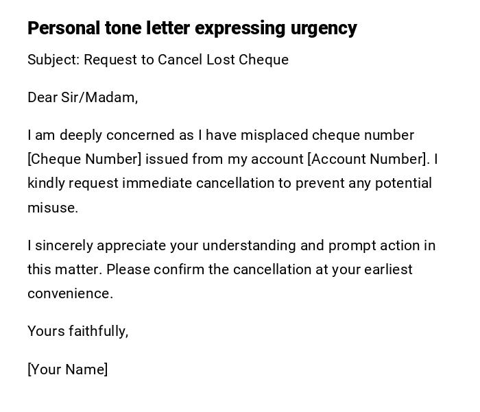 Personal tone letter expressing urgency