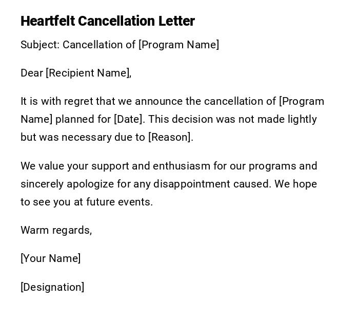 Heartfelt Cancellation Letter