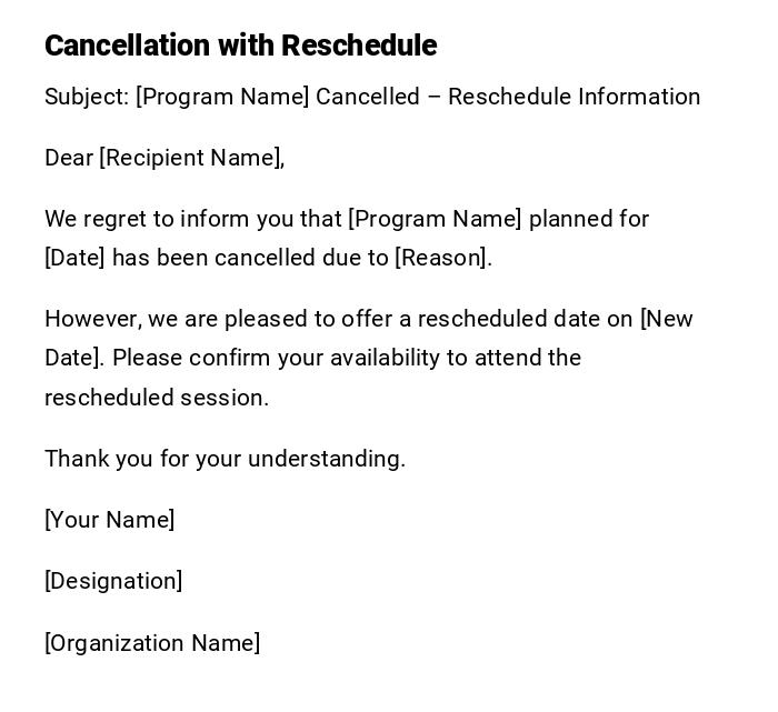Cancellation with Reschedule