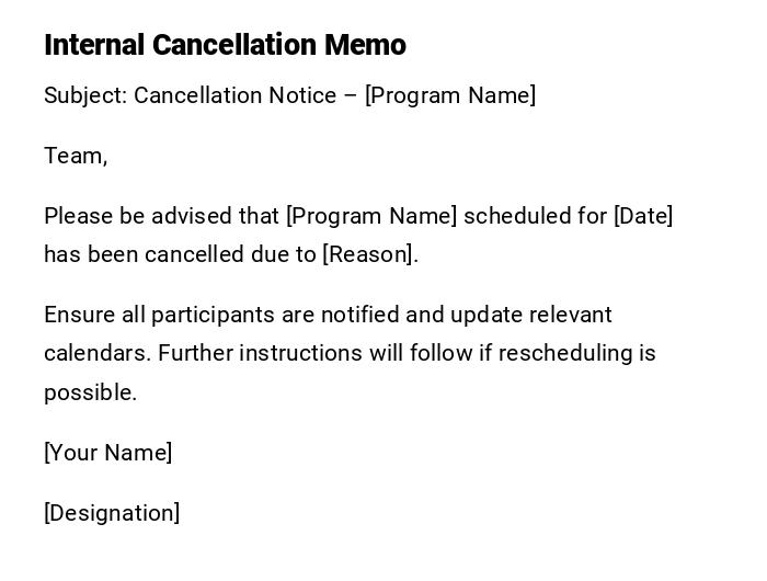 Internal Cancellation Memo