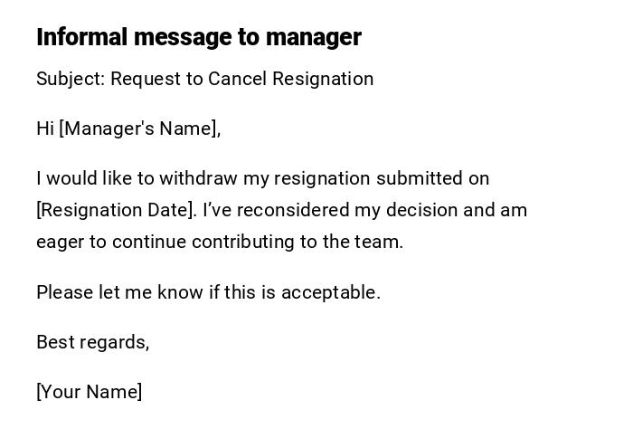 Informal message to manager Informal message to manager