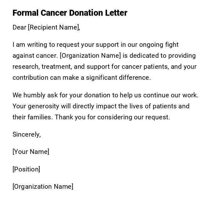 Formal Cancer Donation Letter Formal Cancer Donation Letter