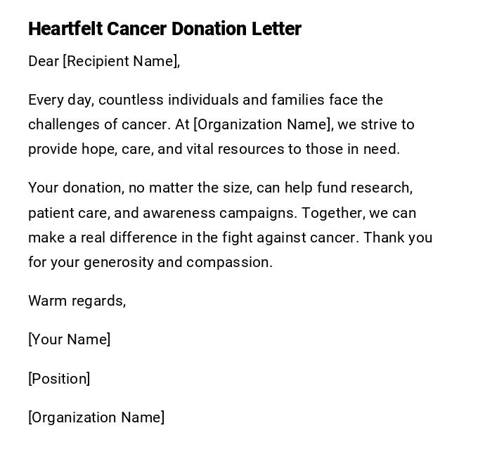 Heartfelt Cancer Donation Letter Heartfelt Cancer Donation Letter
