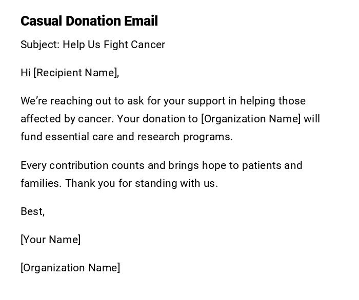 Casual Donation Email Casual Donation Email