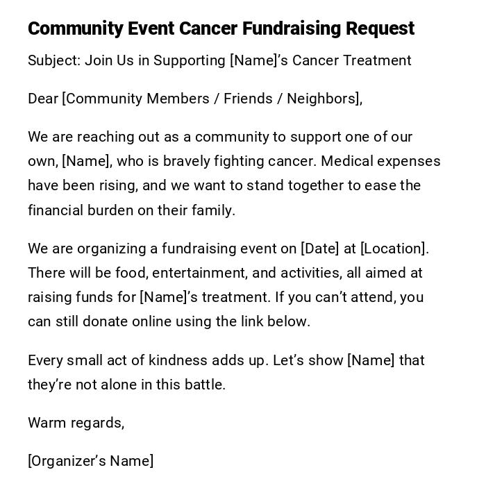 Community Event Cancer Fundraising Request
