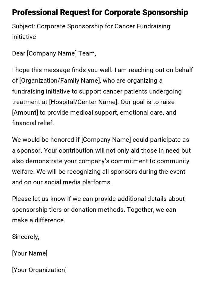 Professional Request for Corporate Sponsorship