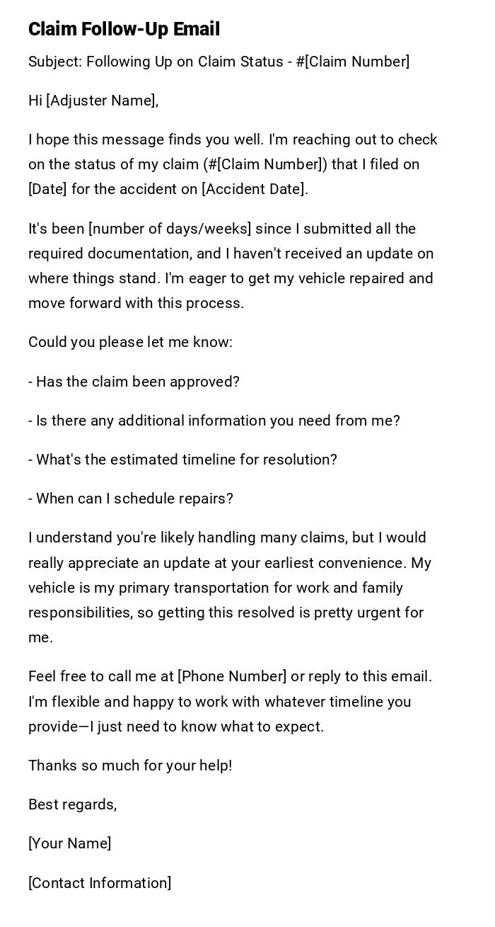 Claim Follow-Up Email