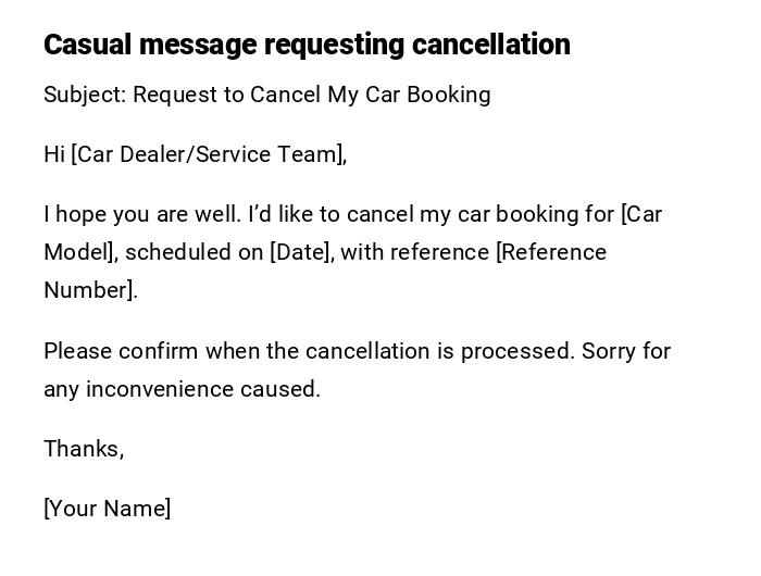 Casual message requesting cancellation