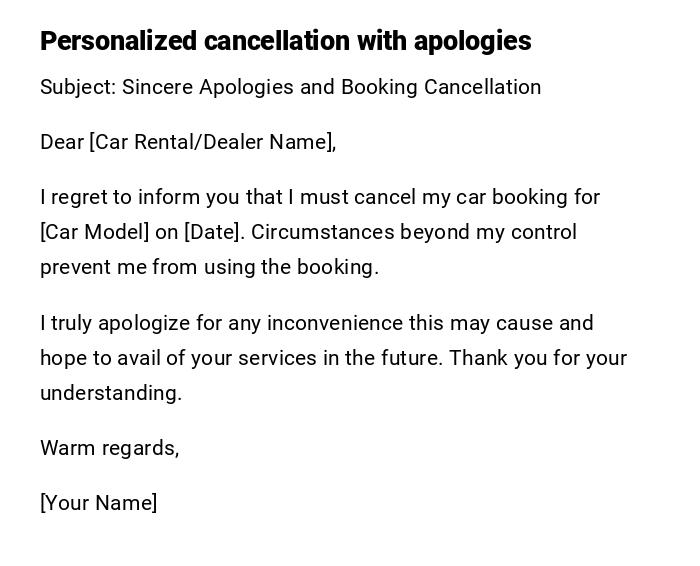 Personalized cancellation with apologies