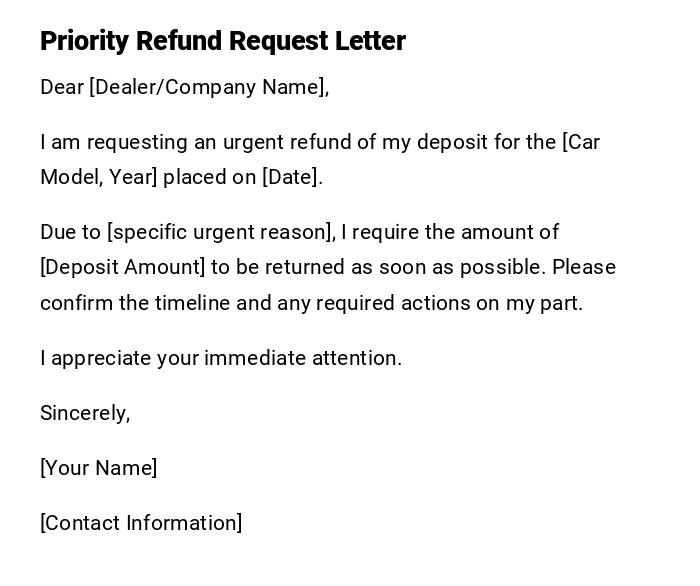 Priority Refund Request Letter Priority Refund Request Letter