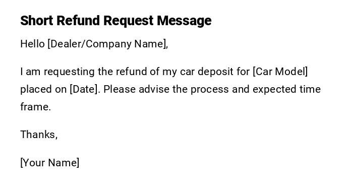 Short Refund Request Message Short Refund Request Message