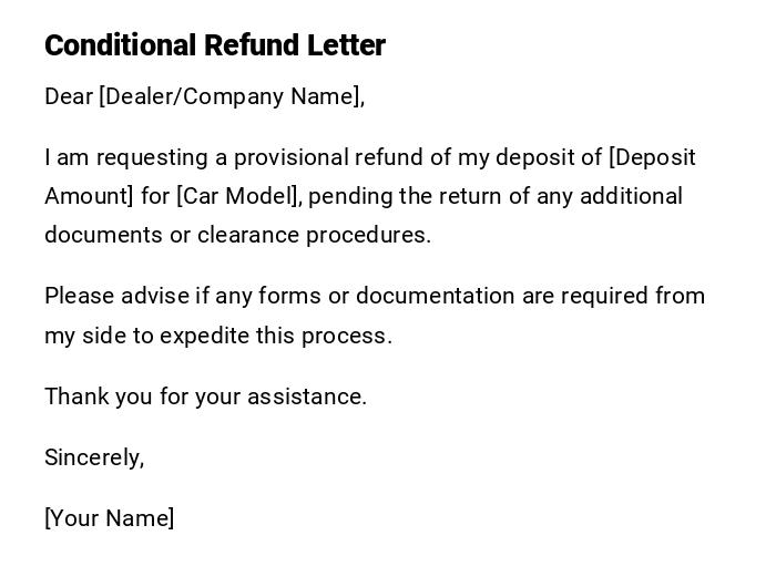 Conditional Refund Letter Conditional Refund Letter