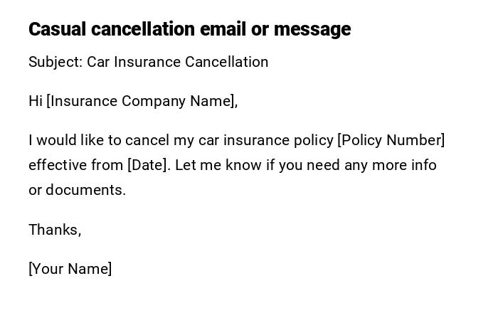 Casual cancellation email or message Casual cancellation email or message