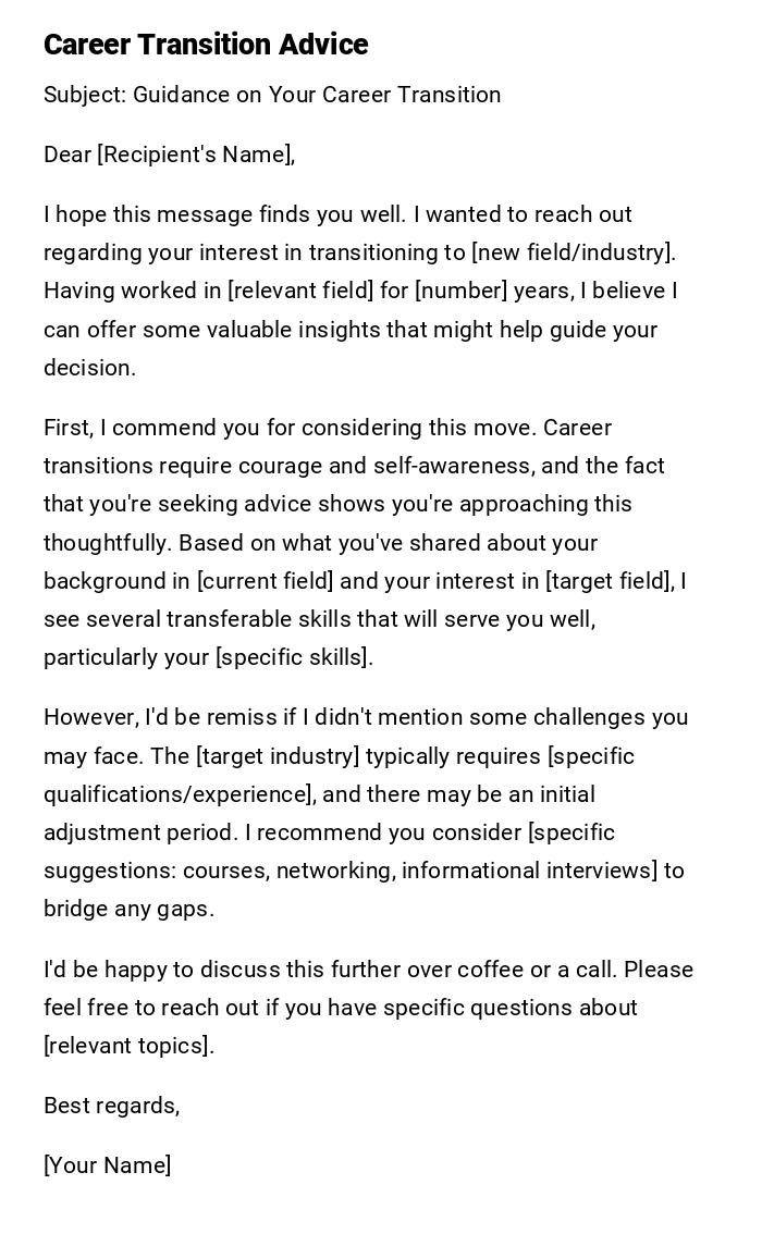 Career Transition Advice