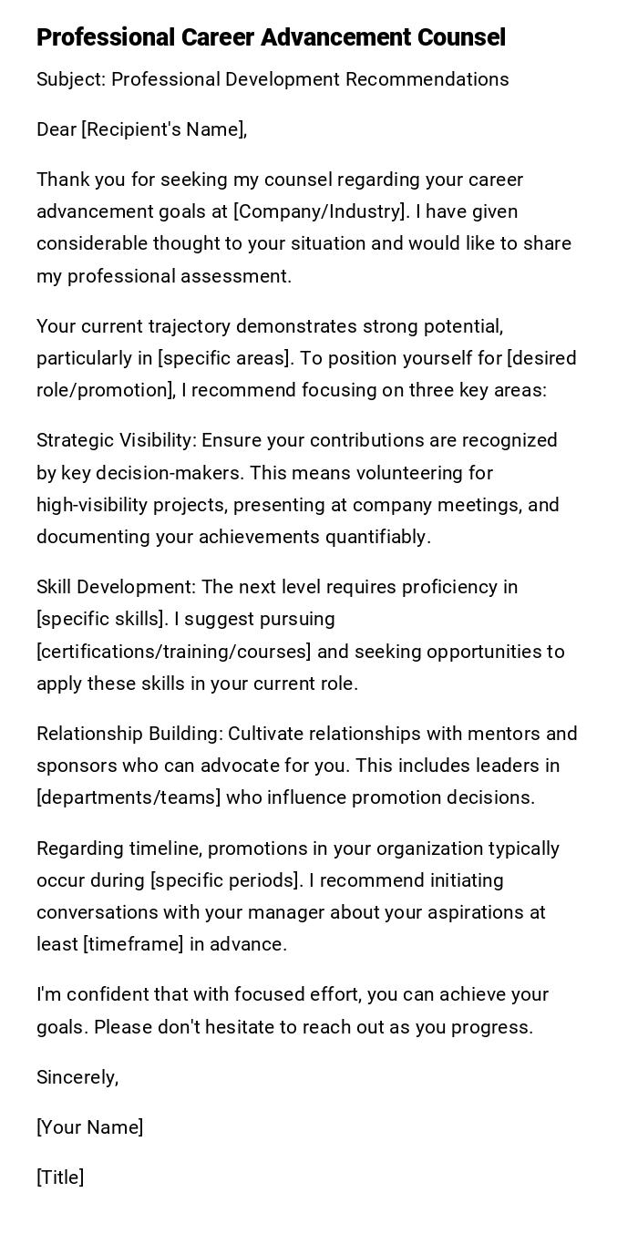 Professional Career Advancement Counsel