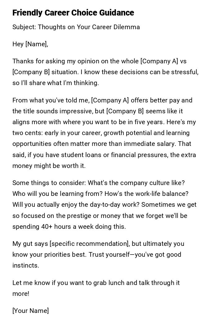 Friendly Career Choice Guidance