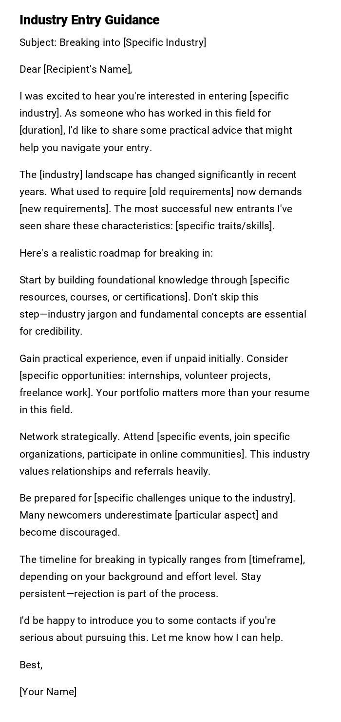Industry Entry Guidance