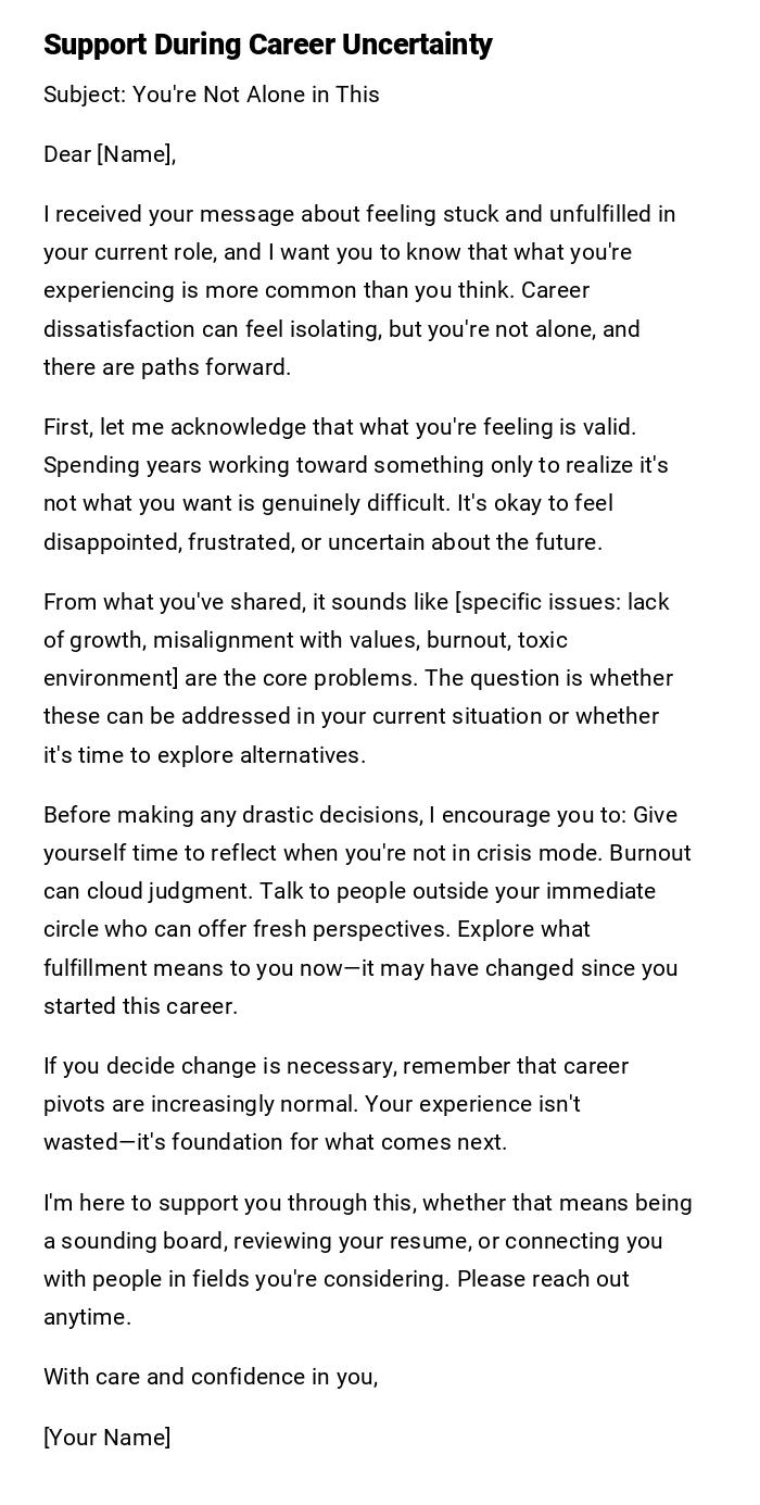 Support During Career Uncertainty