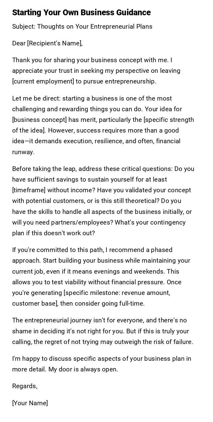 Starting Your Own Business Guidance